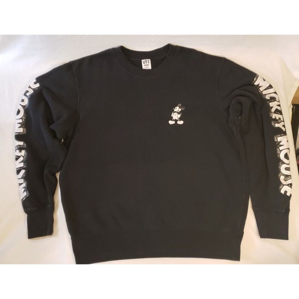 Uniqlo Sweater Adult Black Long Sleeve Disney Mickey Mouse Sweatshirt - Size S